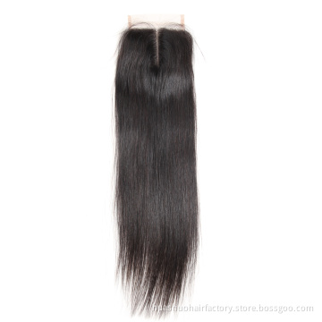 Free Part Spring Curl Double Drawn Raw Indian Temple Hair 4X4 Silk Base Top Closure